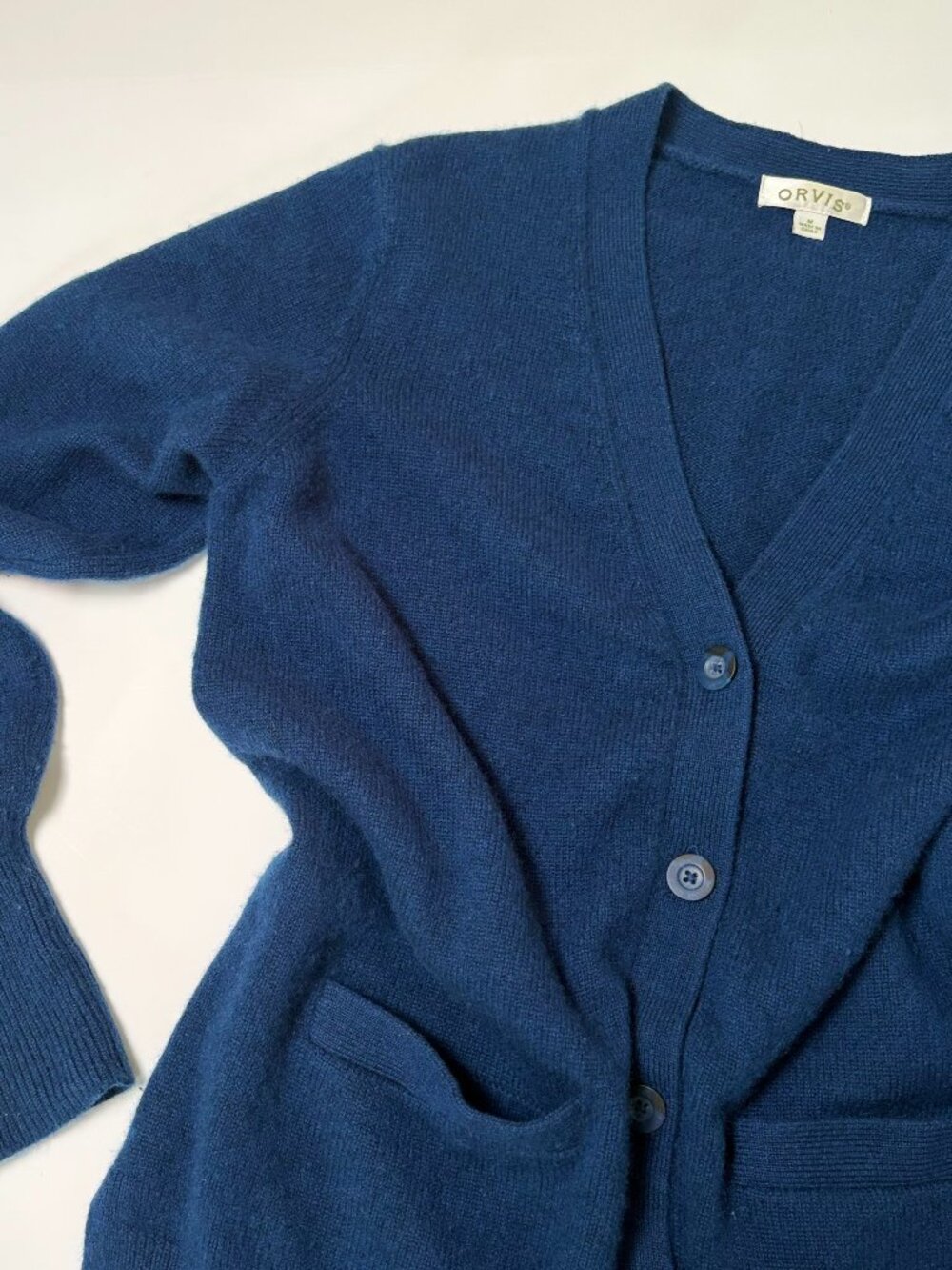 ORVIS 100% Cashmere V-Neck Cardigan Women's Size Medium Teal
